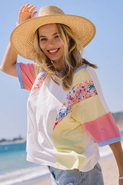 Christie Color Block Short Sleeve Tee Shirt