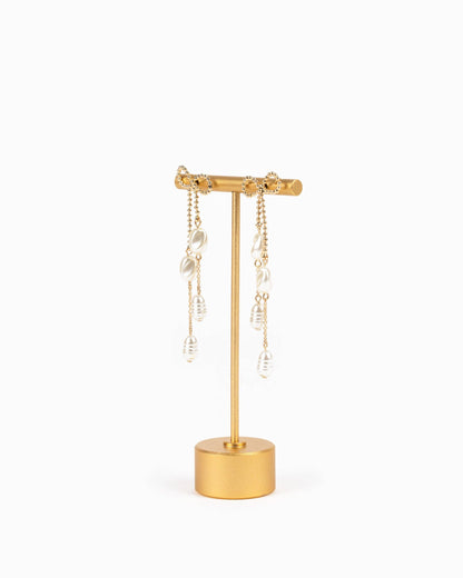 Long Bow Pearl Deco Drop Earrings