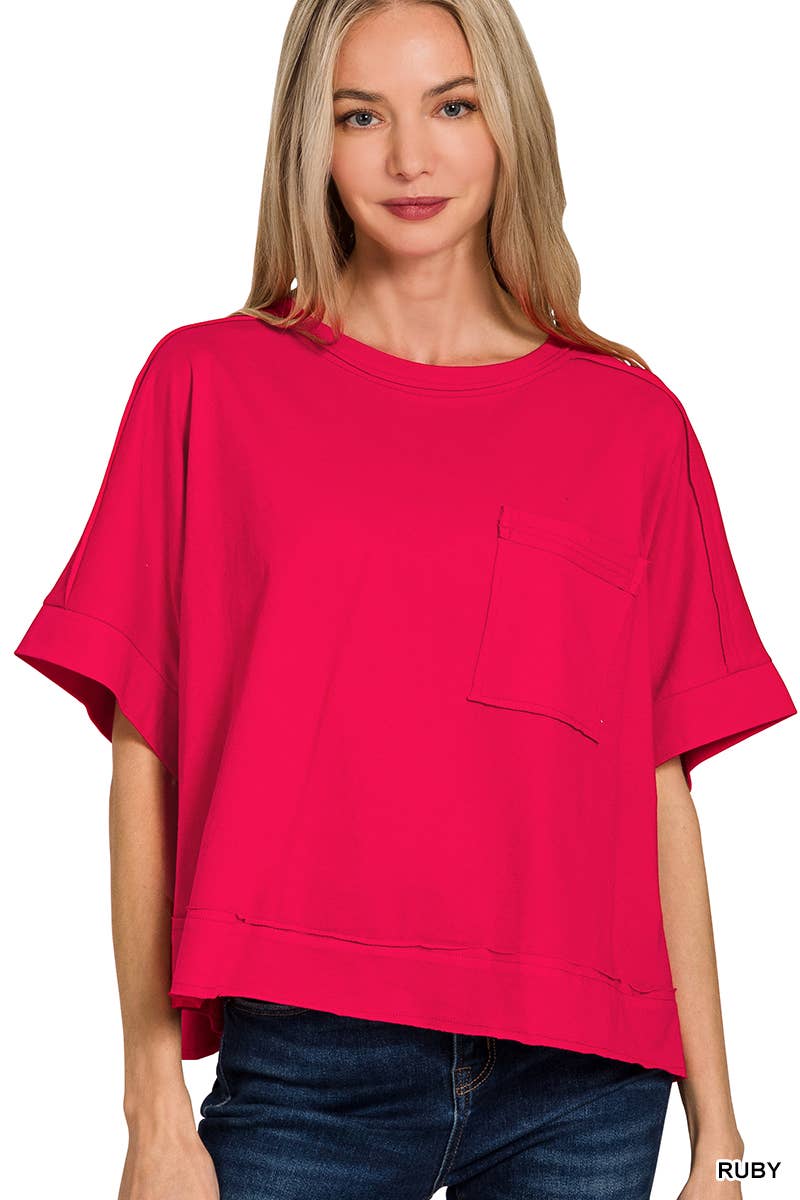 Sammy  Exposed Seam Raw Hem Oversized Tee