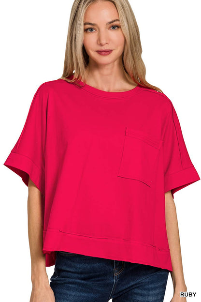 Sammy  Exposed Seam Raw Hem Oversized Tee