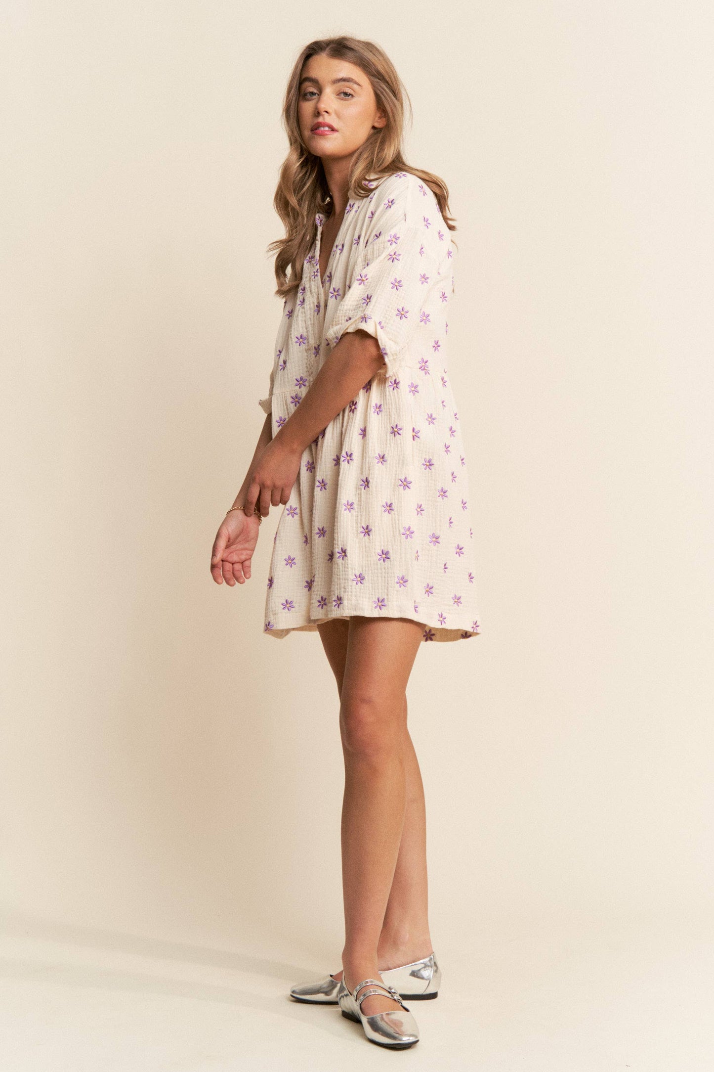 Ava  Flower Embroidered V Neck Romper