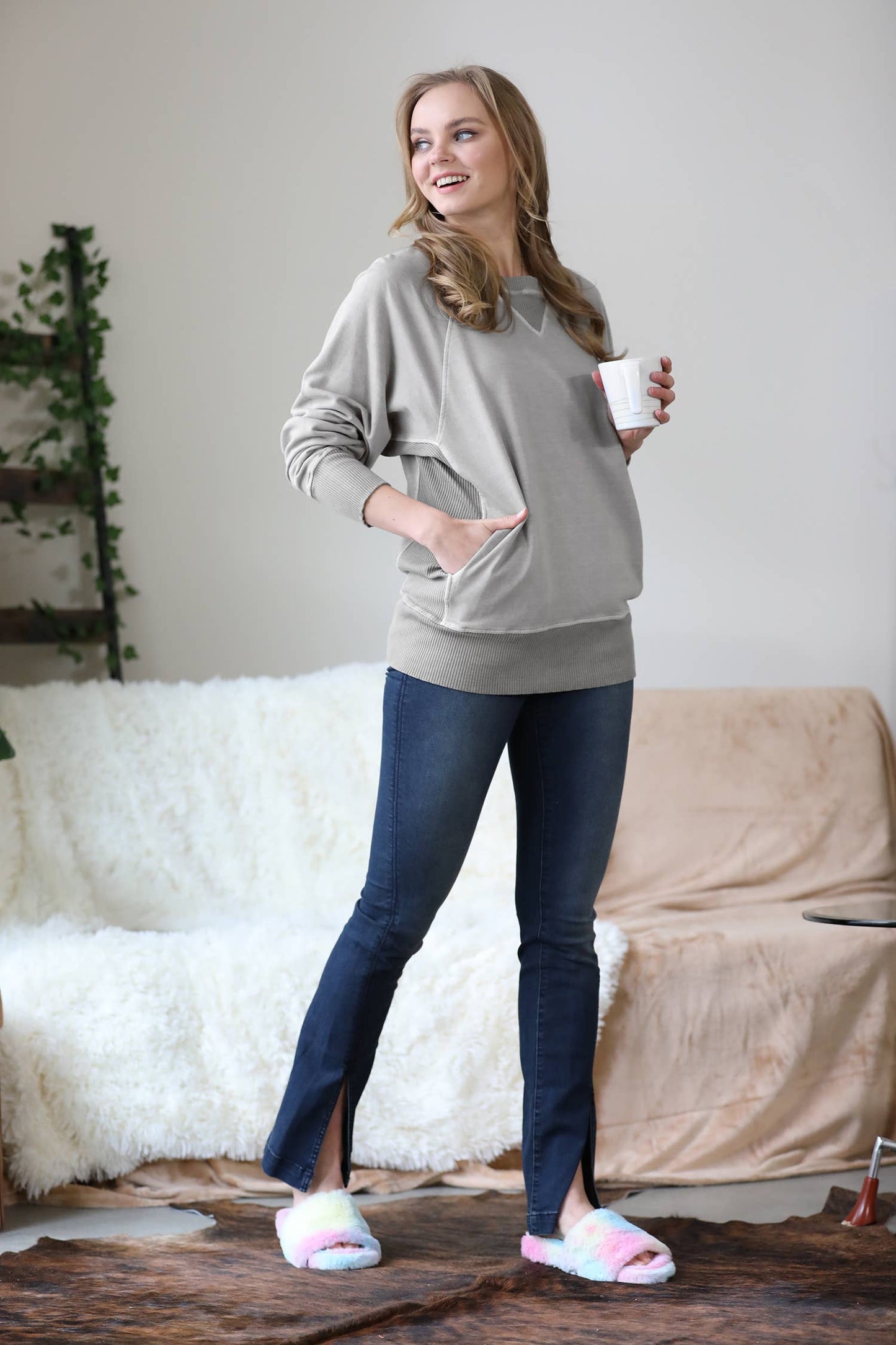 French Terry Pullover With Side Pockets