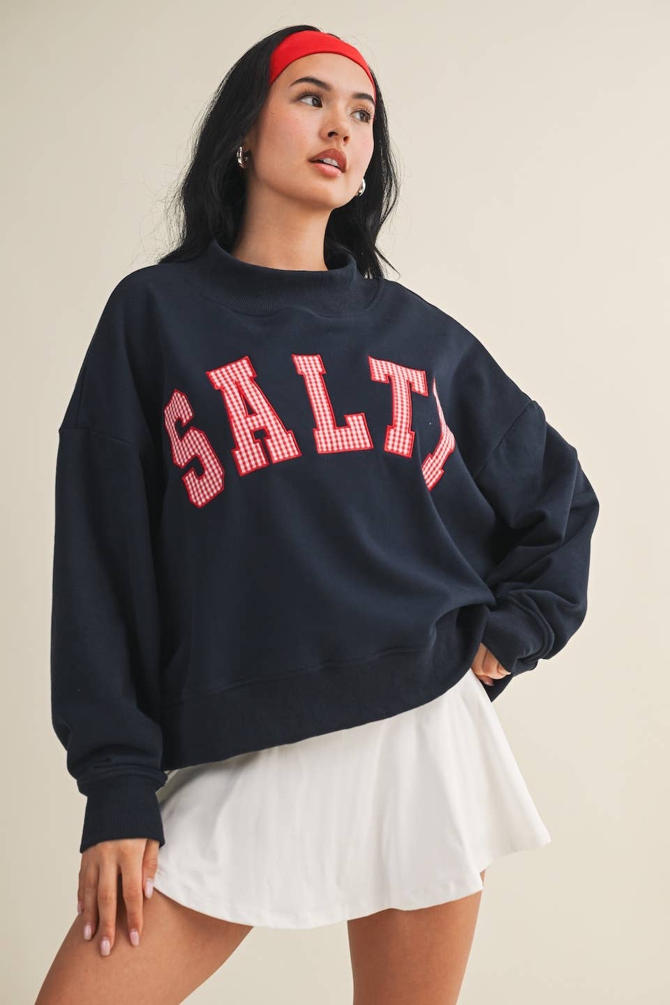 Salty Oversized Mock Neck Sweatshirt