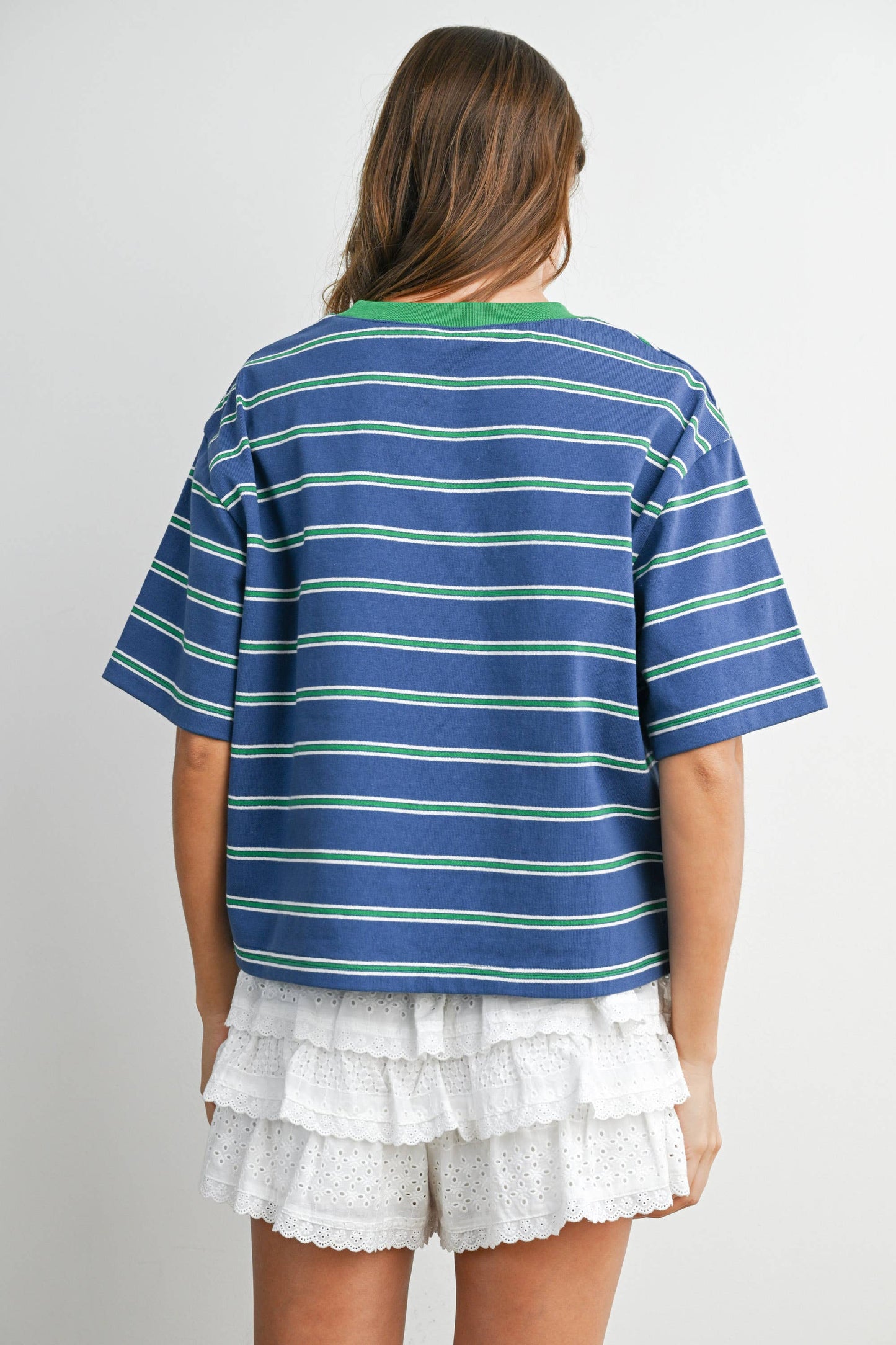 Sam Striped Boxy Cropped T-Shirt