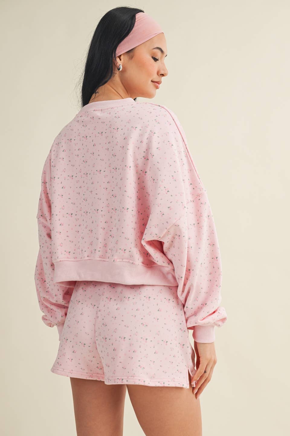 Salty Ditsy Print Crewneck Crop Sweatshirt