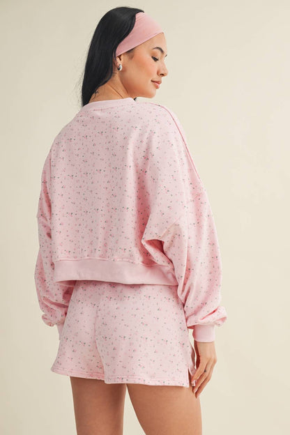 Salty Ditsy Print Crewneck Crop Sweatshirt