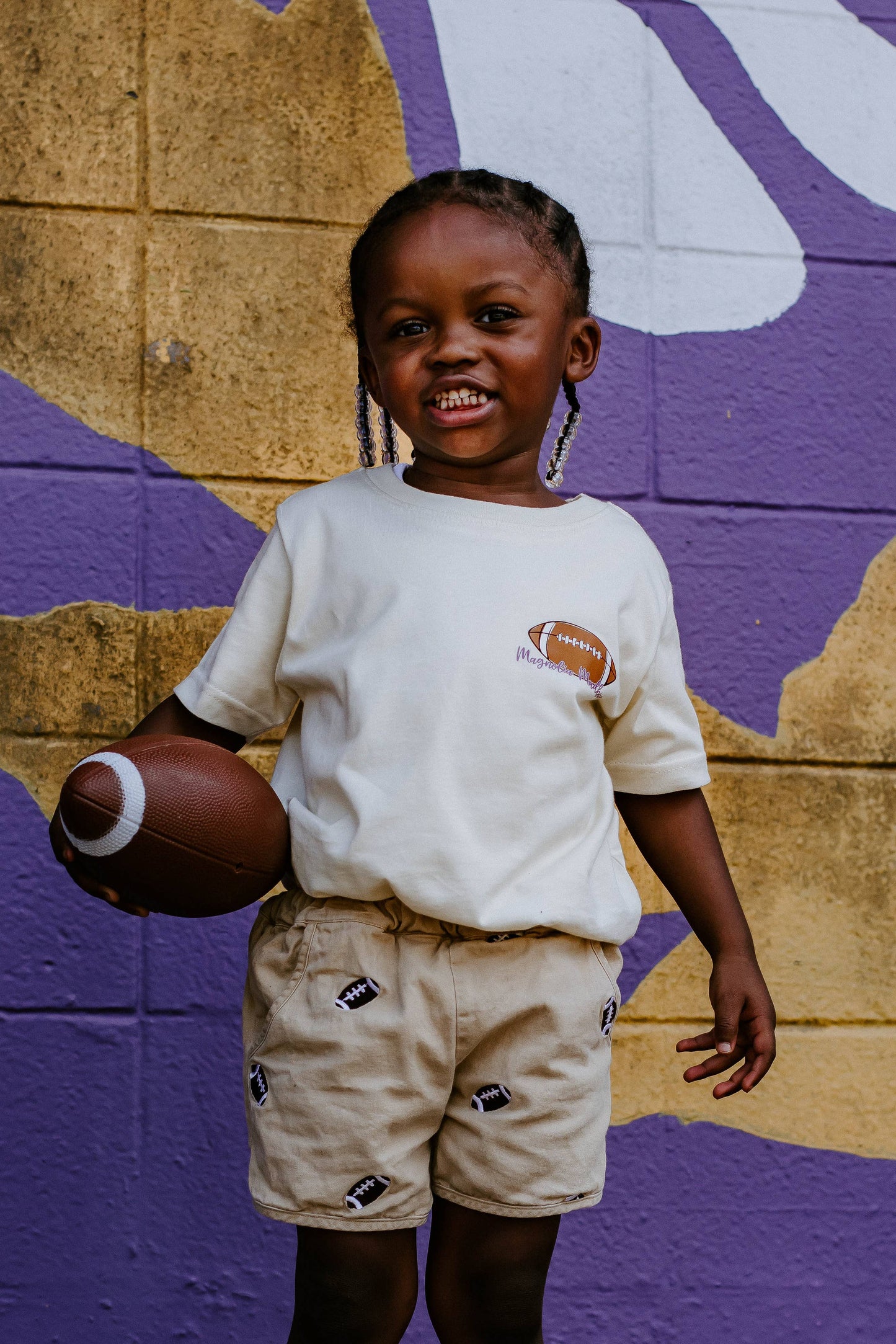 Football Pup Kid’s T-shirt, Purple/Gold