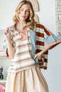 STELLA WASHED STRIPE MIX SHORT SLEEVE TOP