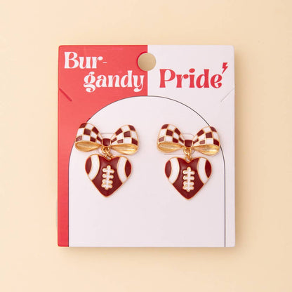 Enamel Heart and Heart-Shaped Football Post Dangle Earrings