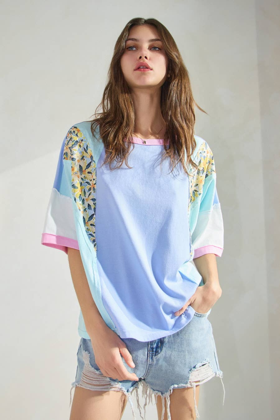 Christie Color Block Short Sleeve Tee Shirt