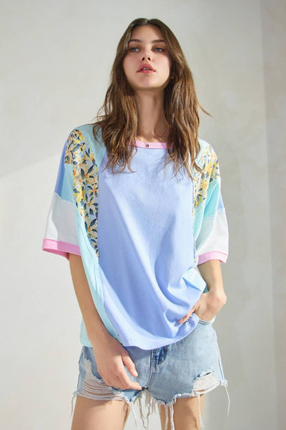Christie Color Block Short Sleeve Tee Shirt