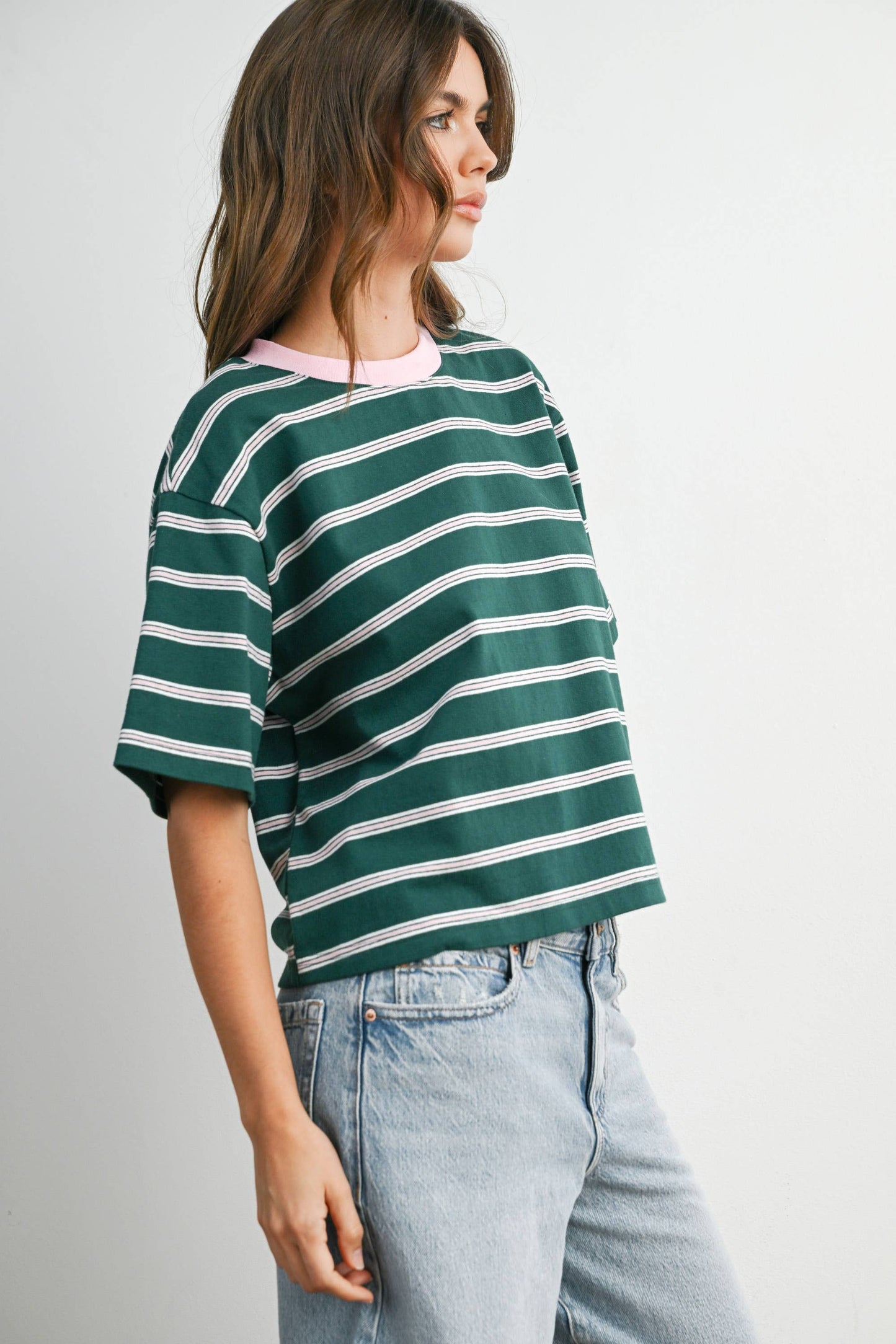 Sam Striped Boxy Cropped T-Shirt