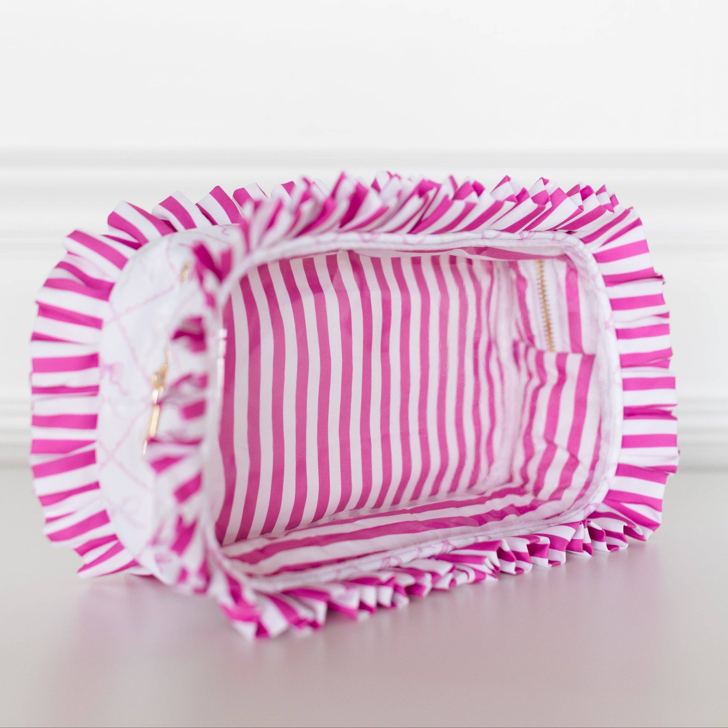 Goldie Girl Bows Ruffled Nylon Large Clear Pouch