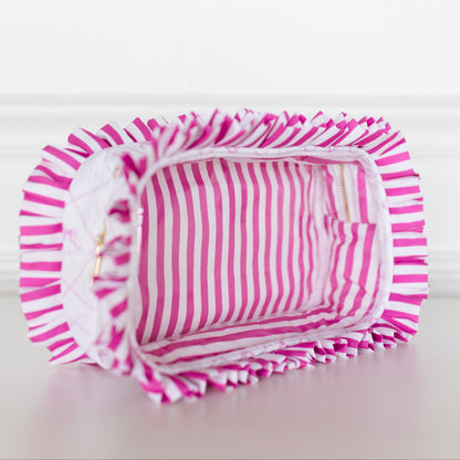 Goldie Girl Bows Ruffled Nylon Large Clear Pouch