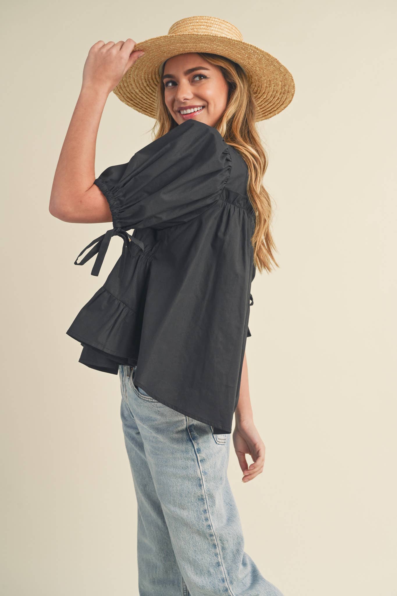 SWEET LEMONADE TIERED SHIRRING PUFF SLEEVE