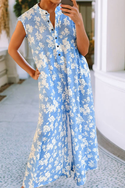 Daisy Floral Wide Leg Relaxed Jumpsuit