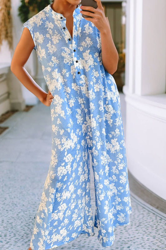 Daisy Floral Wide Leg Relaxed Jumpsuit