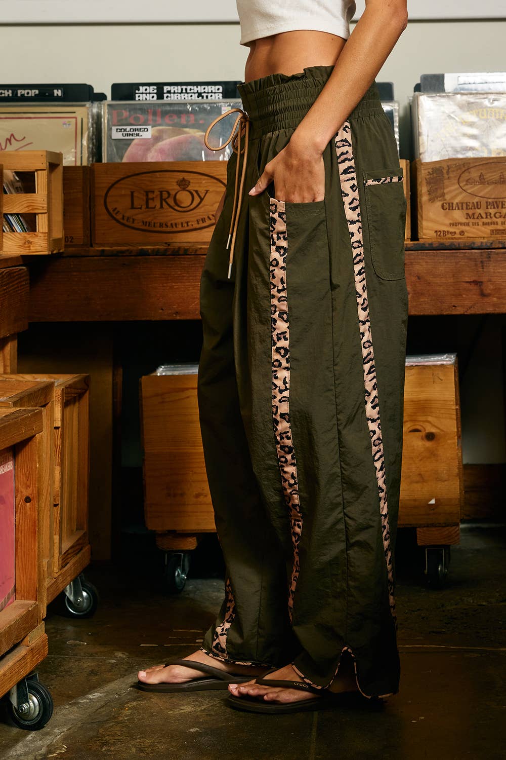 Cheetah Side-Striped Windbreaker Pants