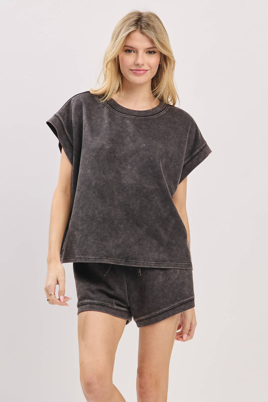 Tara Mineral Washed Top and Shorts Set
