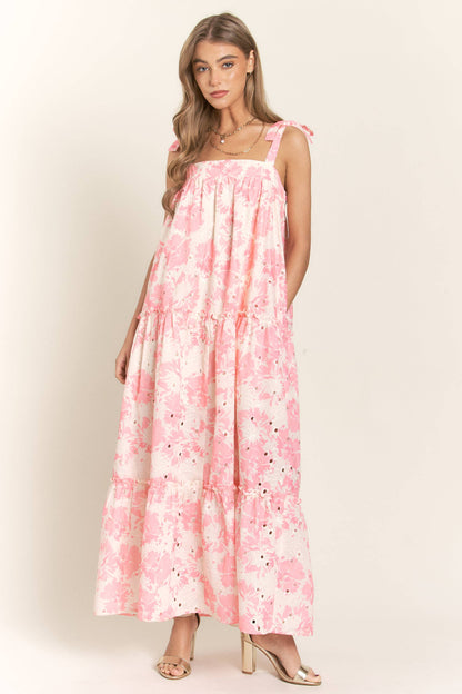 Rachael Floral Bandeau Maxi Dress With Tie Straps