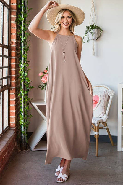 HAILEY SOLID WOVEN MAXI DRESS