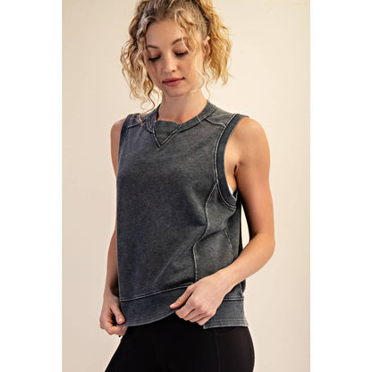 MINERAL WASHED SLEEVELESS PULLOVER