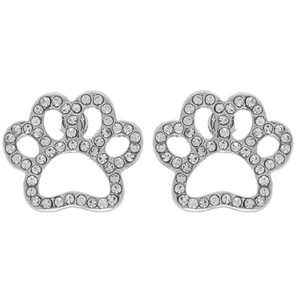 Game Day Paw Rhinestone Pave Post Earrings