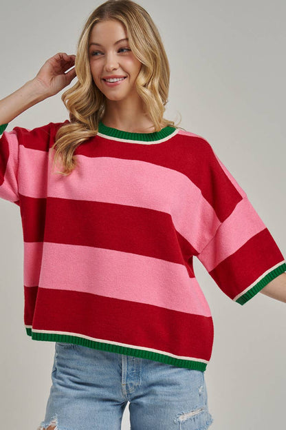 CHRISTMAS WIDE STRIPE LOOSE FIT SWEATER