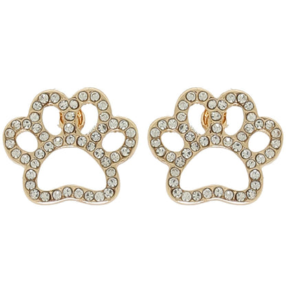 Game Day Paw Rhinestone Pave Post Earrings