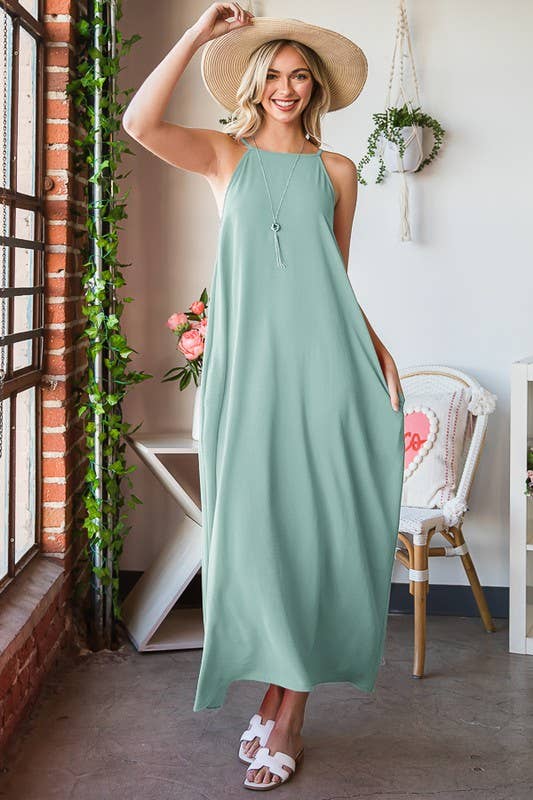 HAILEY SOLID WOVEN MAXI DRESS