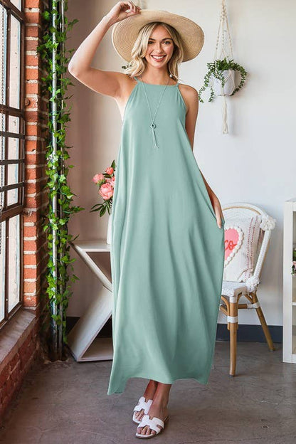 HAILEY SOLID WOVEN MAXI DRESS