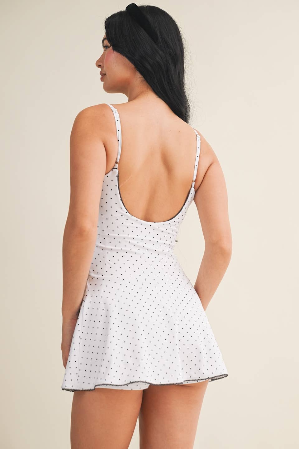 Polka Dot Print Lace Trim Ruffle Mini Dress 🥚