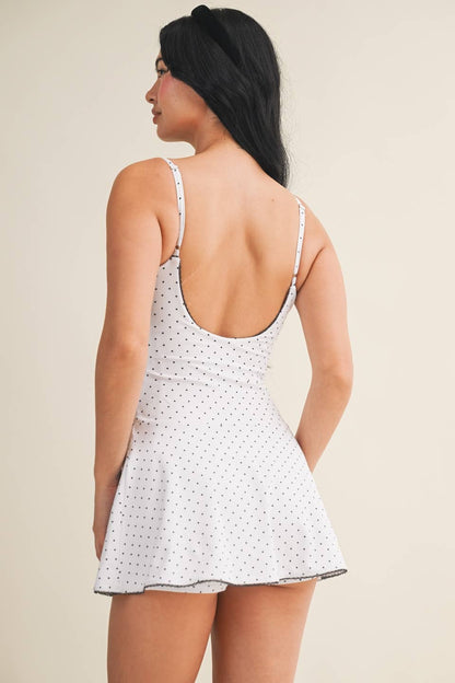 Polka Dot Print Lace Trim Ruffle Mini Dress 🥚