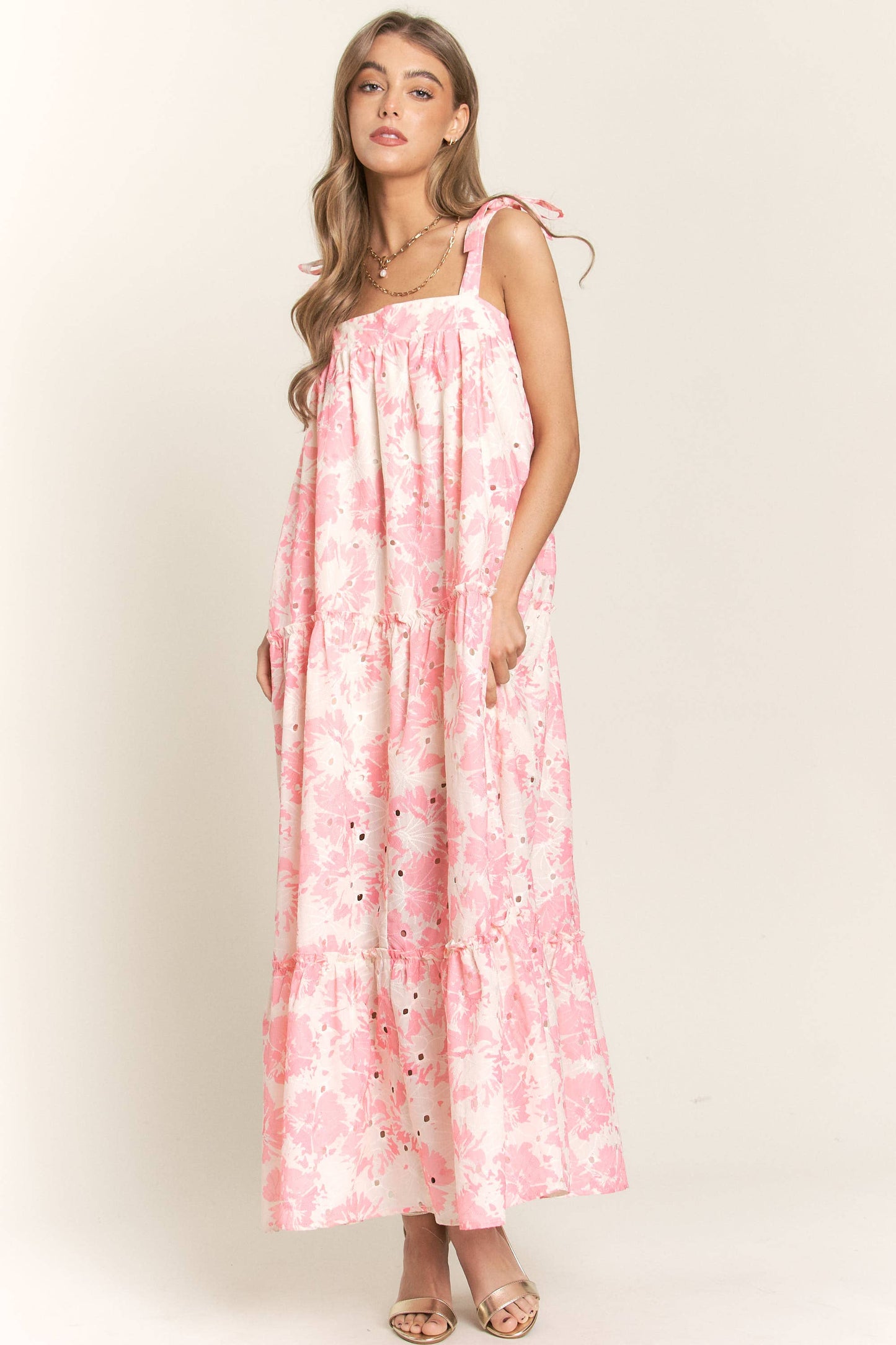 Rachael Floral Bandeau Maxi Dress With Tie Straps