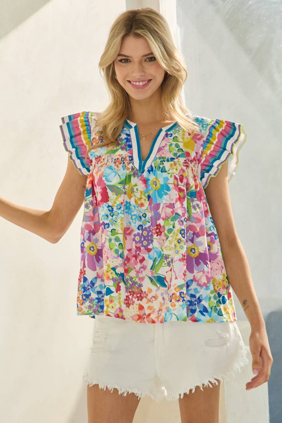 Callie Multicolor Floral Printed Blouse