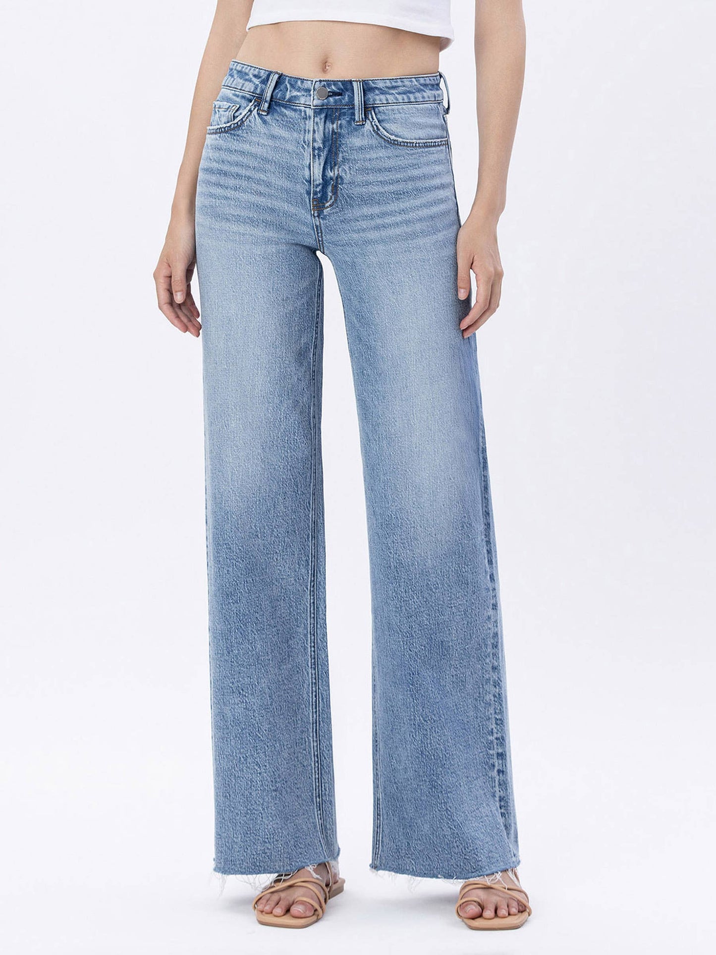 RUBY RAW HEM WIDE JEANS