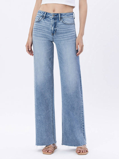 RUBY RAW HEM WIDE JEANS
