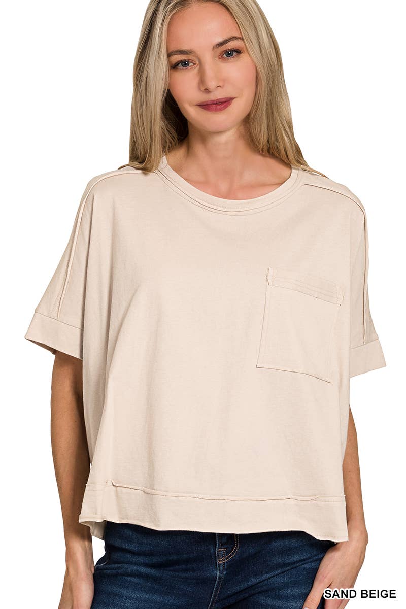 Sammy  Exposed Seam Raw Hem Oversized Tee