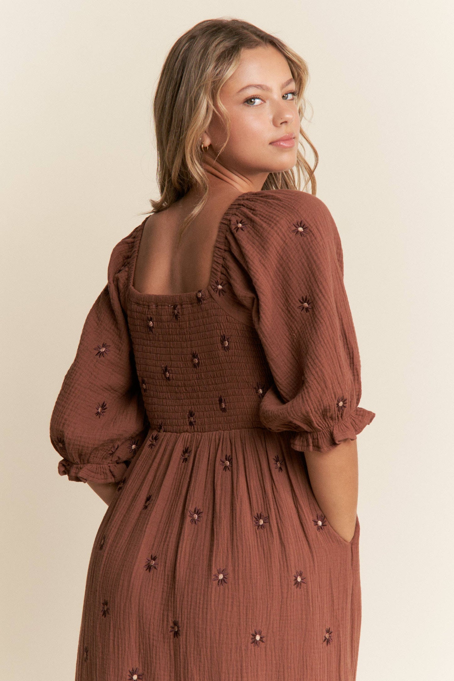 Monica Floral Embroidered Tiered Maxi Dress