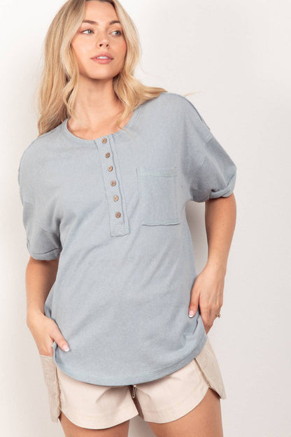 Twisted Sleeve Band Henley Top