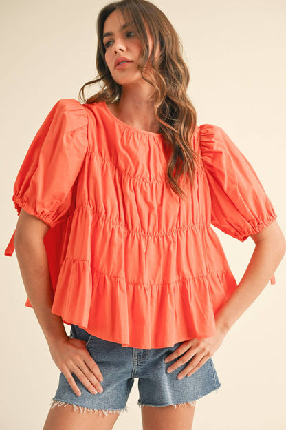 SWEET LEMONADE TIERED SHIRRING PUFF SLEEVE