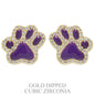 Game Day Gold Plated CZ Paw Stud Earrings