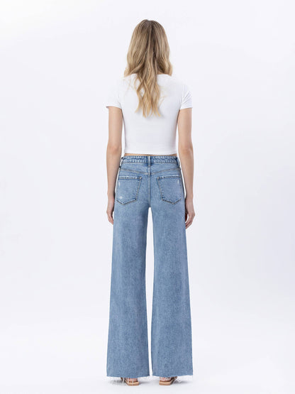 RUBY RAW HEM WIDE JEANS