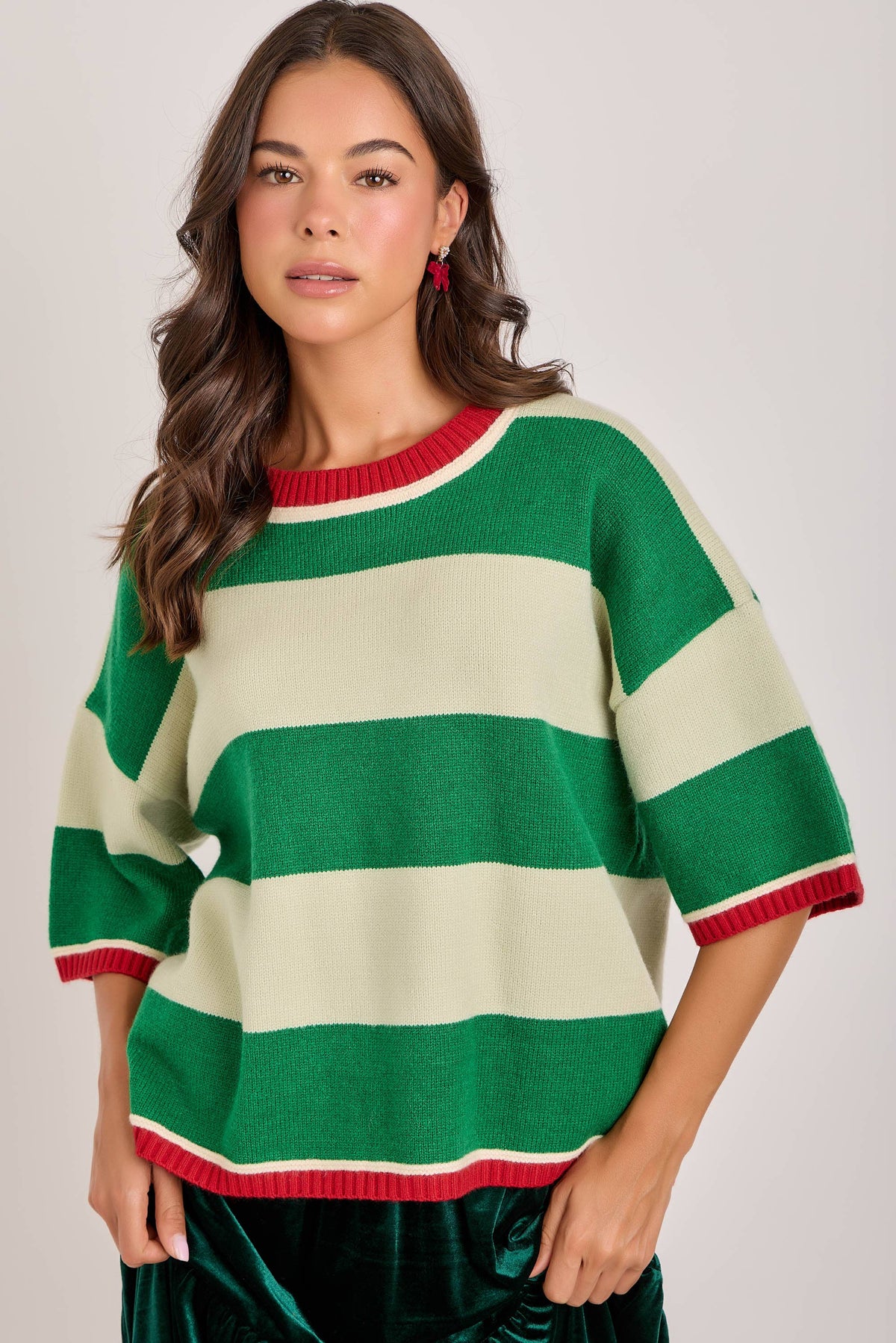 CHRISTMAS WIDE STRIPE LOOSE FIT SWEATER