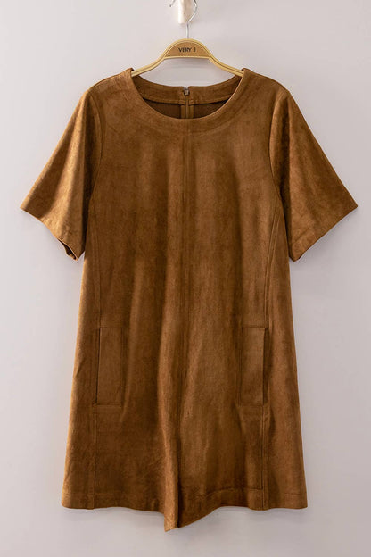 Hazel Suede Short Sleeve Romper