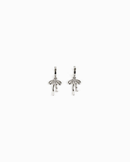 Droopy Bow Drop Huggie Earrings