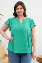 DAISY PLUS LACE EDGE SPLIT NECKLINE WOVEN TOP