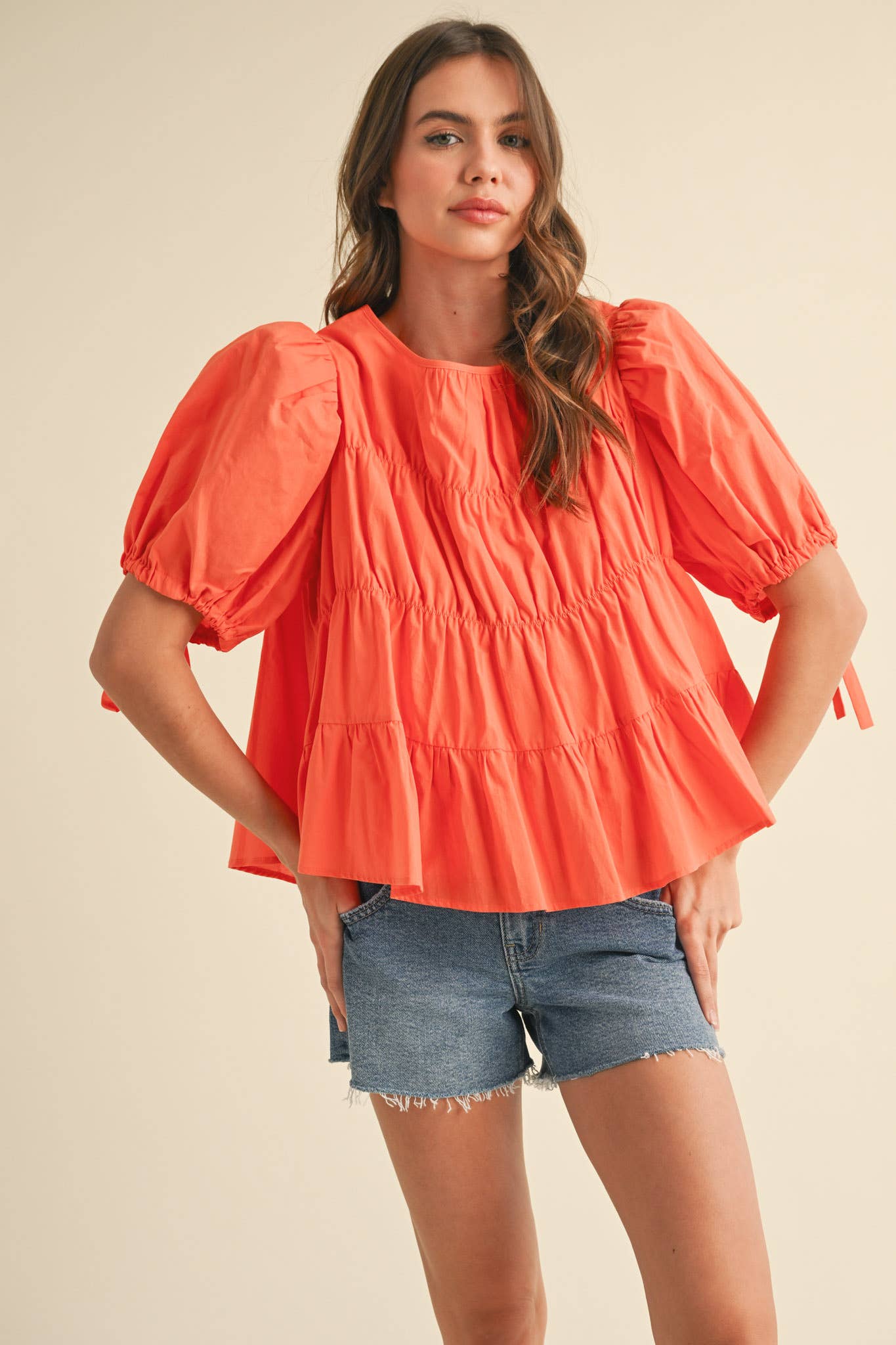 SWEET LEMONADE TIERED SHIRRING PUFF SLEEVE