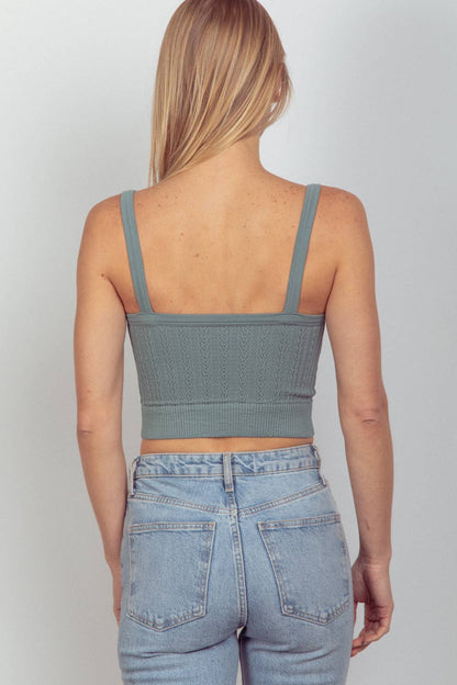 Blakely Cable Ribbed Fitted Crop Knit Tank Top