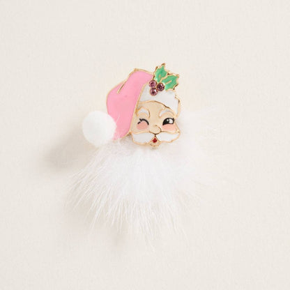 Santa Claus Face with Fur Beard Post Earrings